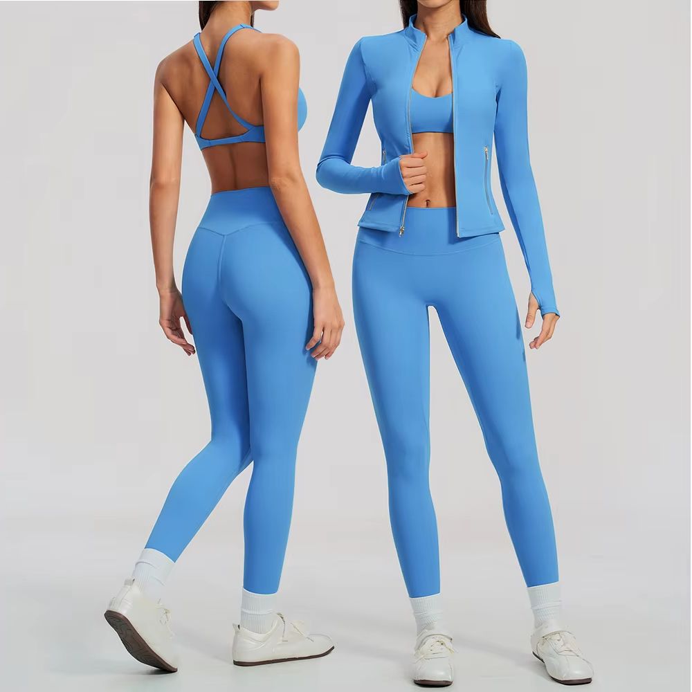 Women 2/3Pcs Yoga Set Zip Up T - Crossfit Workout With Equipment ulasan dan harga