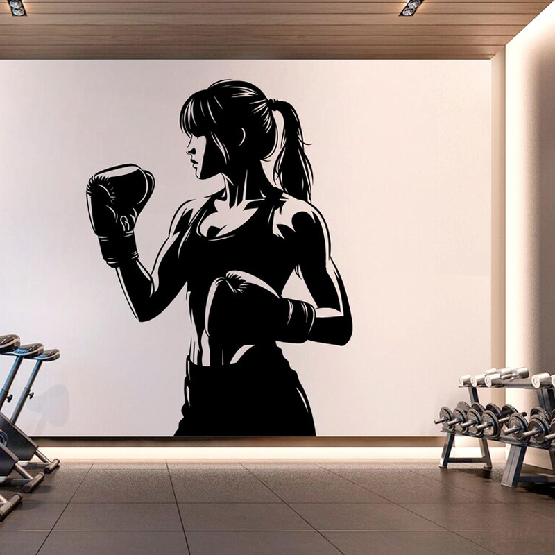 Boxing Girl Gym Wall Decal Gir - Crossfit G ulasan dan harga