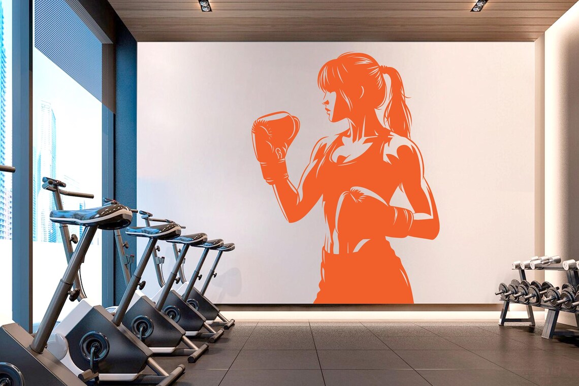 Boxing Girl Gym Wall Decal Gir - Crossfit G ulasan dan harga